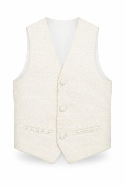 Pronuptia Boys Ivory Geometric Jacket Waistcoat Size 3-4 Years Button