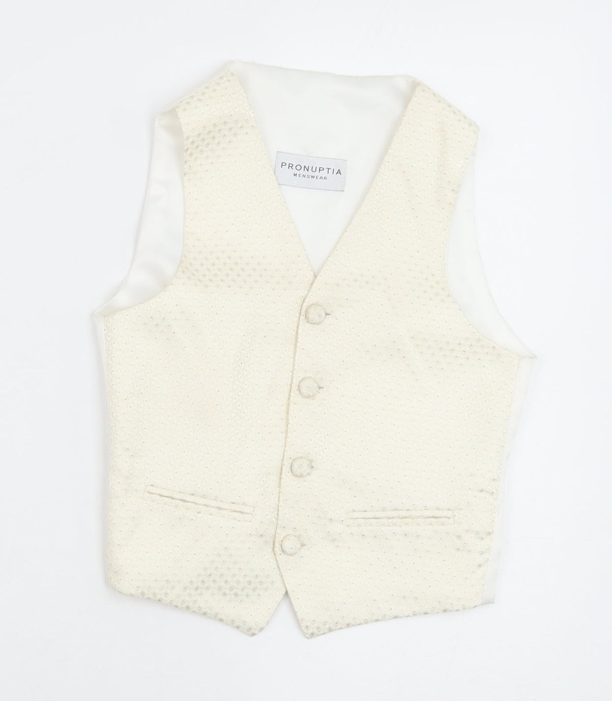Pronuptia Boys Ivory Geometric Jacket Waistcoat Size 7-8 Years Button