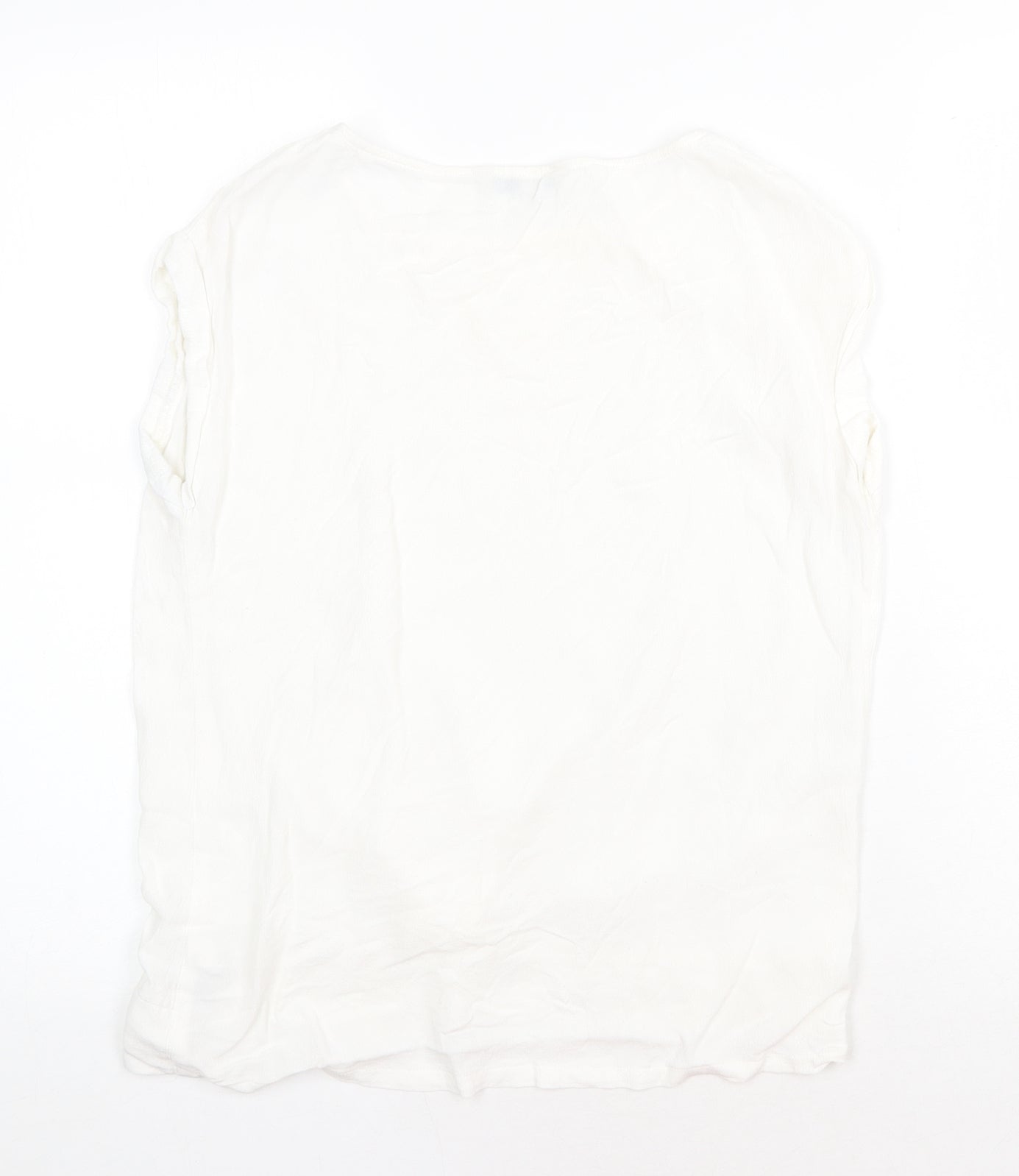 NEXT Womens White Viscose Basic T-Shirt Size 10 Round Neck - Knot Detail
