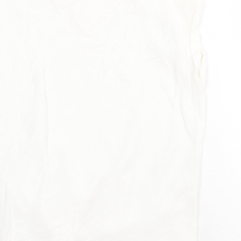 NEXT Womens White Viscose Basic T-Shirt Size 10 Round Neck - Knot Detail