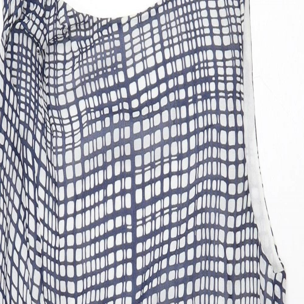 Great Plains Womens Blue Geometric Polyester Pencil Dress Size L Halter Zip