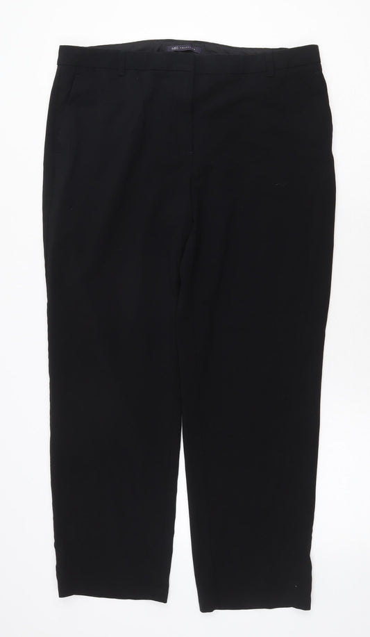 Marks and Spencer Womens Black Polyester Trousers Size 16 Regular Zip