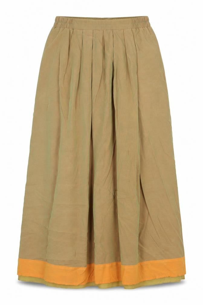 Preworn Womens Green Acetate Peasant Skirt Size 30 Zip
