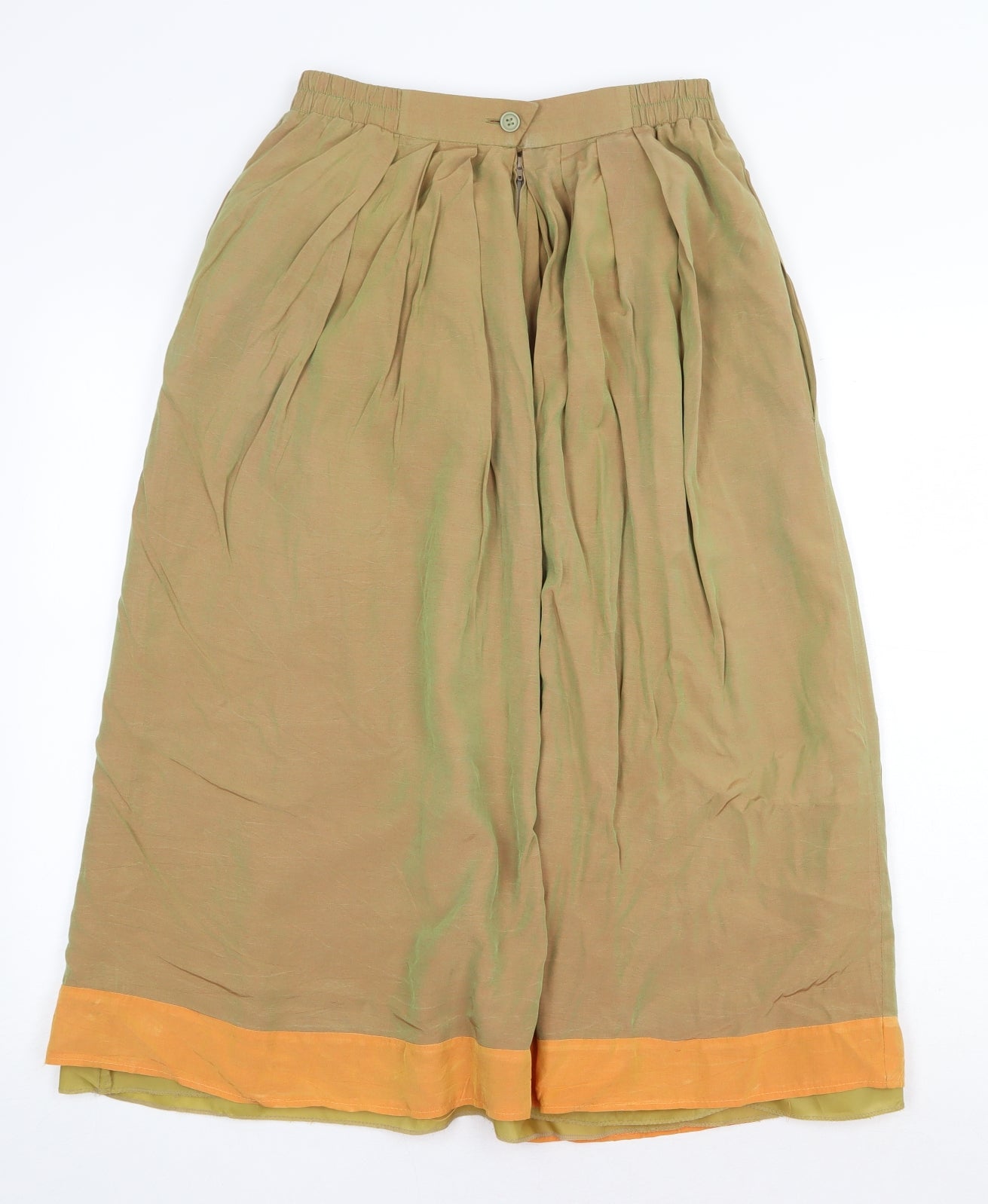 Preworn Womens Green Acetate Peasant Skirt Size 30 Zip