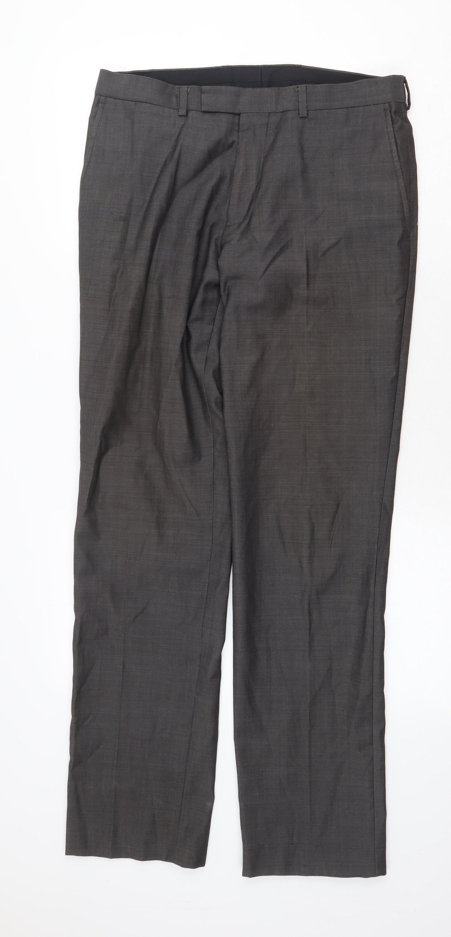 Preworn Womens Grey Polyester Trousers Size 32 in Regular Zip