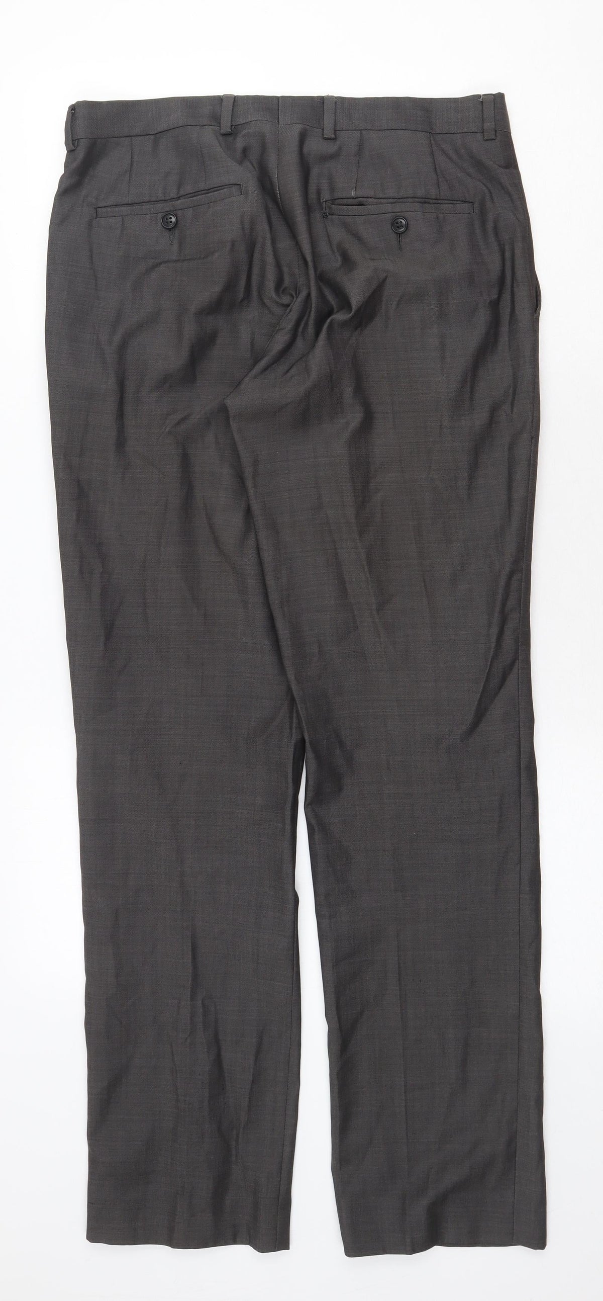 Preworn Womens Grey Polyester Trousers Size 32 in Regular Zip