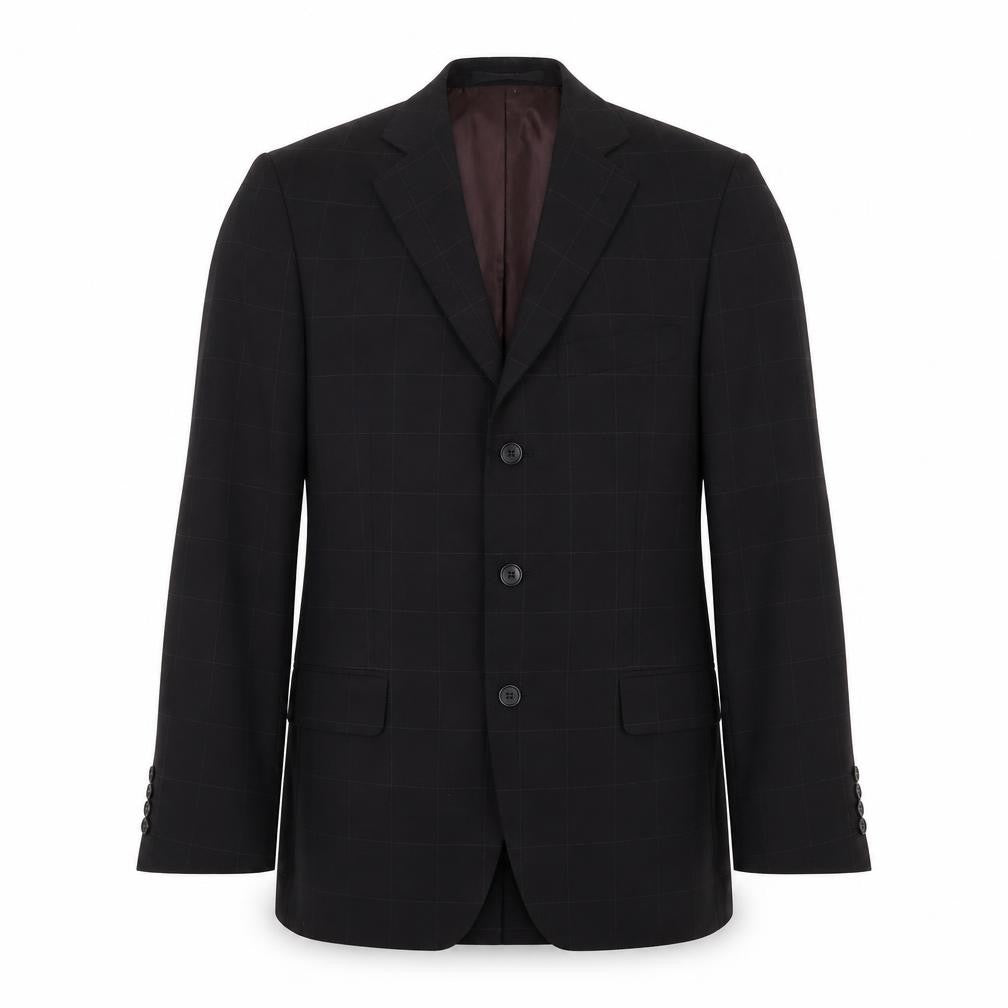 Marks & Spencer Mens Black Check Polyester Jacket Suit Jacket Size 38 Regular