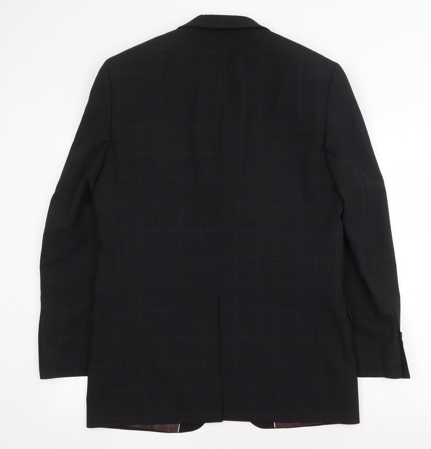 Marks and Spencer Mens Black Check Polyester Jacket Suit Jacket Size 38 Regular