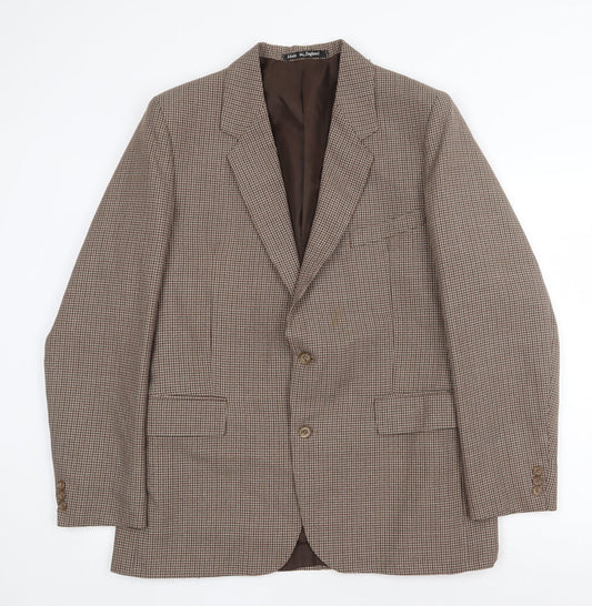 Terylene Mens Brown Geometric Polyester Jacket Blazer Size 42 Regular