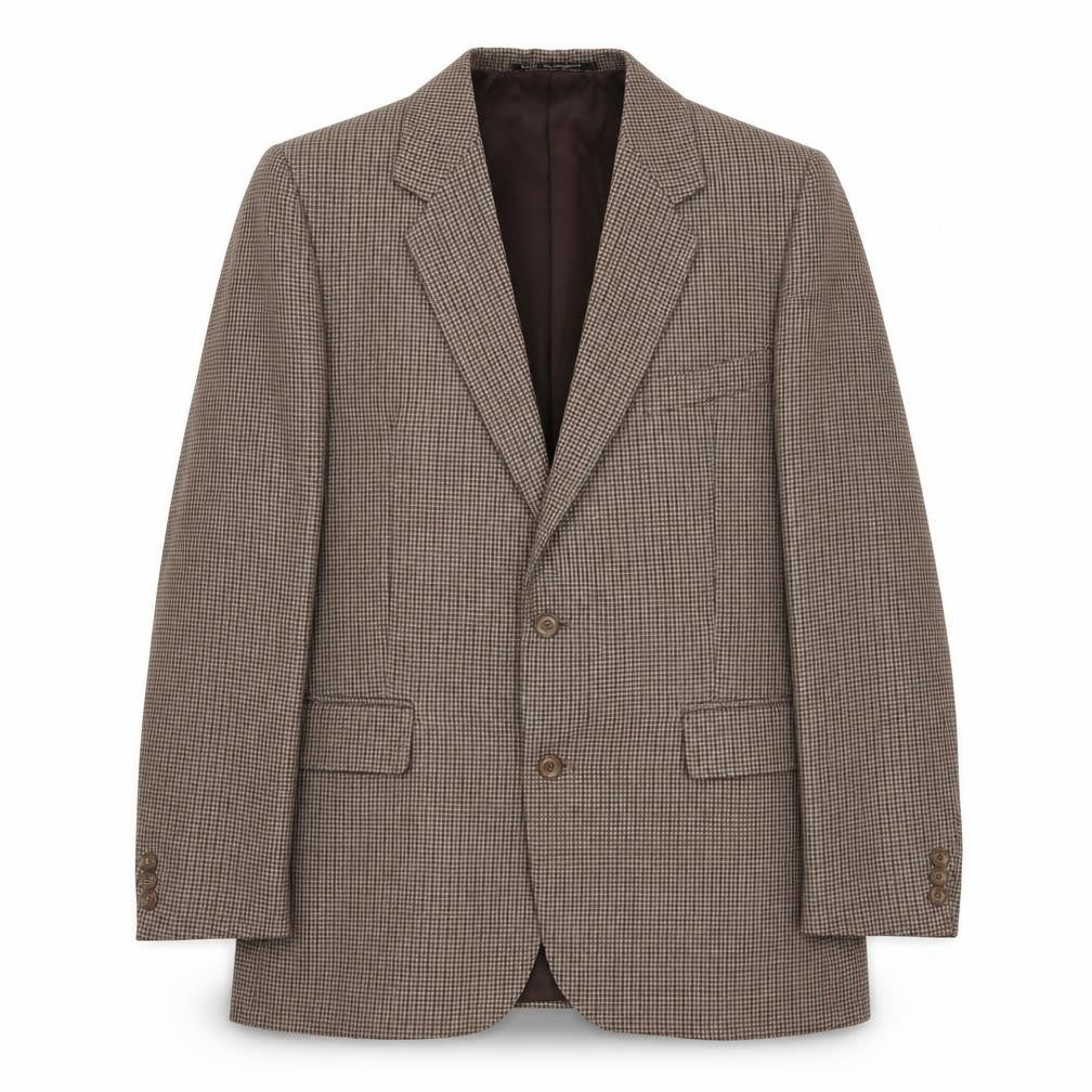 Terylene Mens Brown Geometric Polyester Jacket Blazer Size 42 Regular