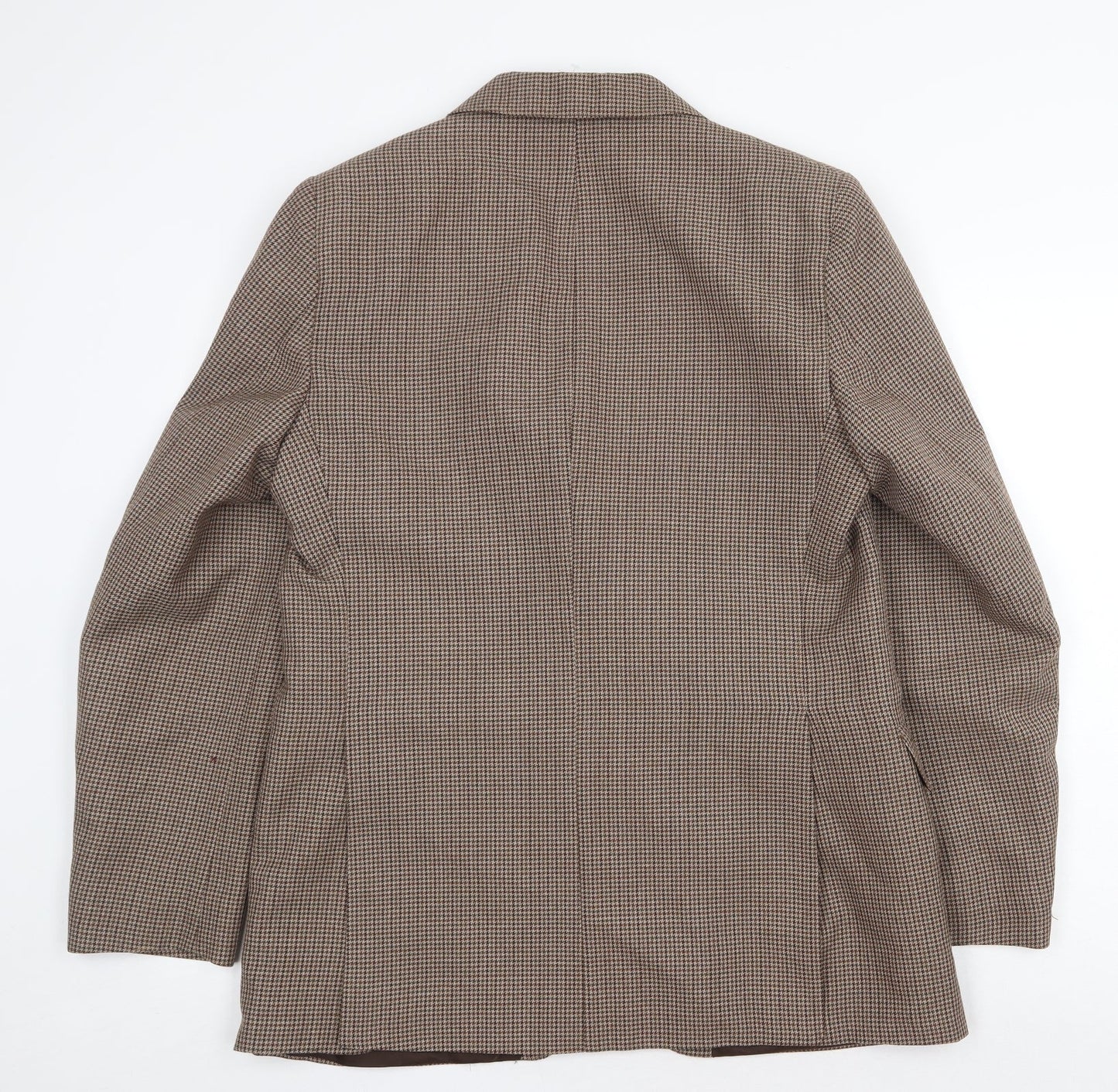 Terylene Mens Brown Geometric Polyester Jacket Blazer Size 42 Regular