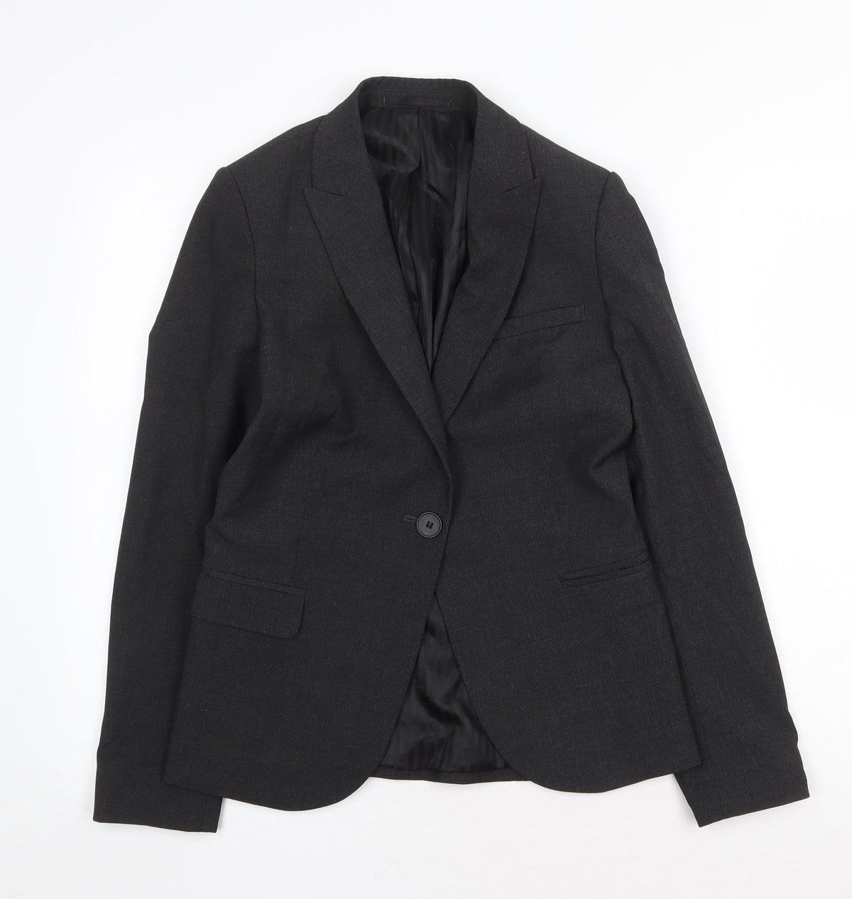 Preworn Womens Grey Jacket Blazer Size 10 Button