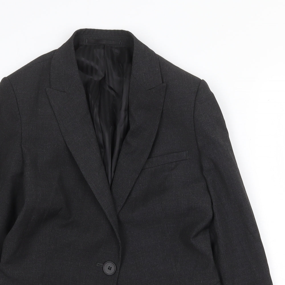 Preworn Womens Grey Jacket Blazer Size 10 Button
