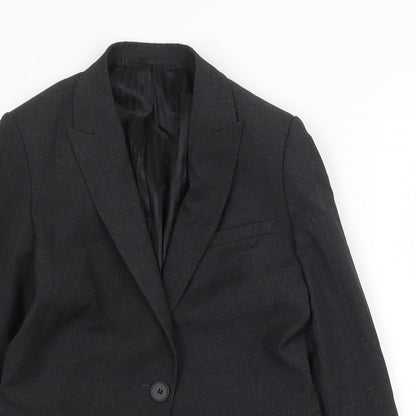 Preworn Womens Grey Jacket Blazer Size 10 Button