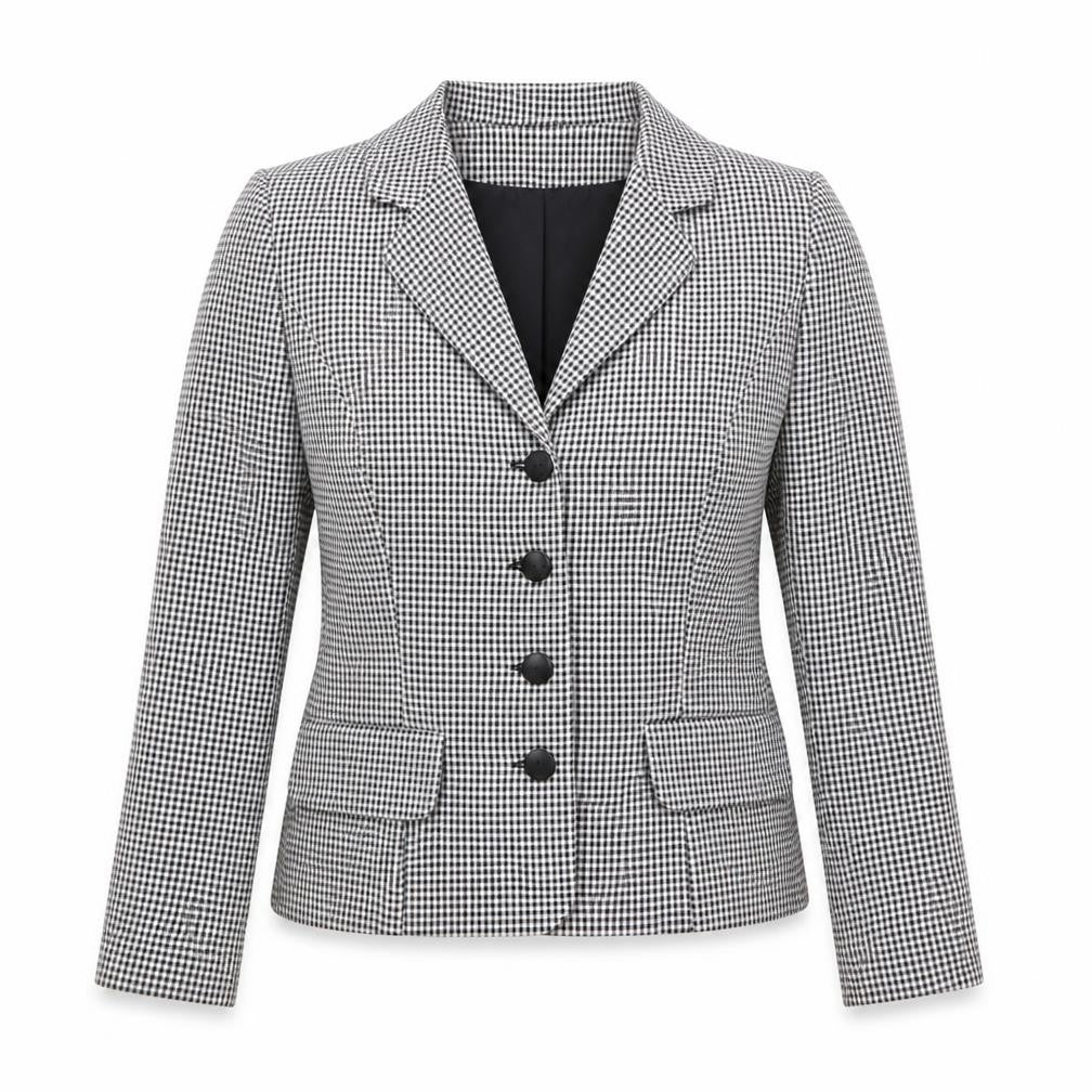New Fast Womens Black Geometric Jacket Blazer Size 10 Button
