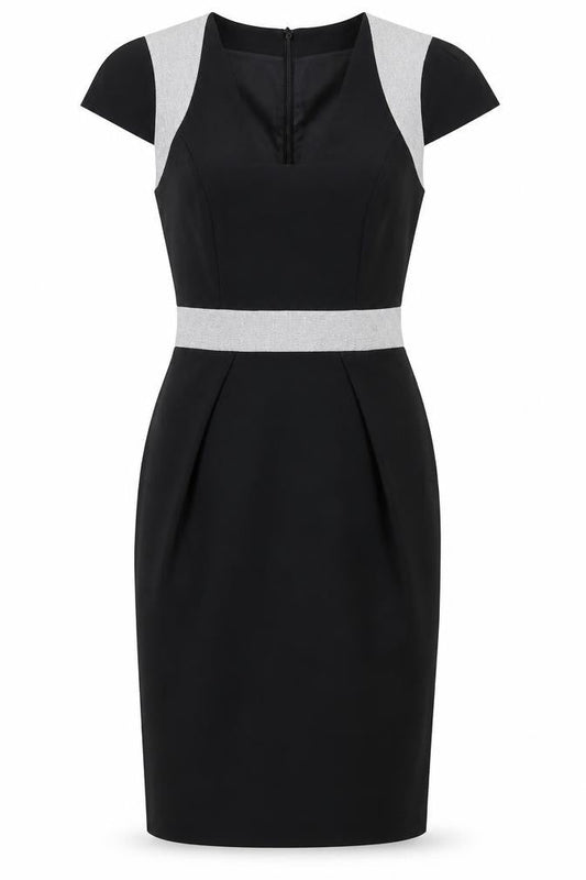Dorothy Perkins Womens Black Polyester Sheath Size 8 V-Neck Zip