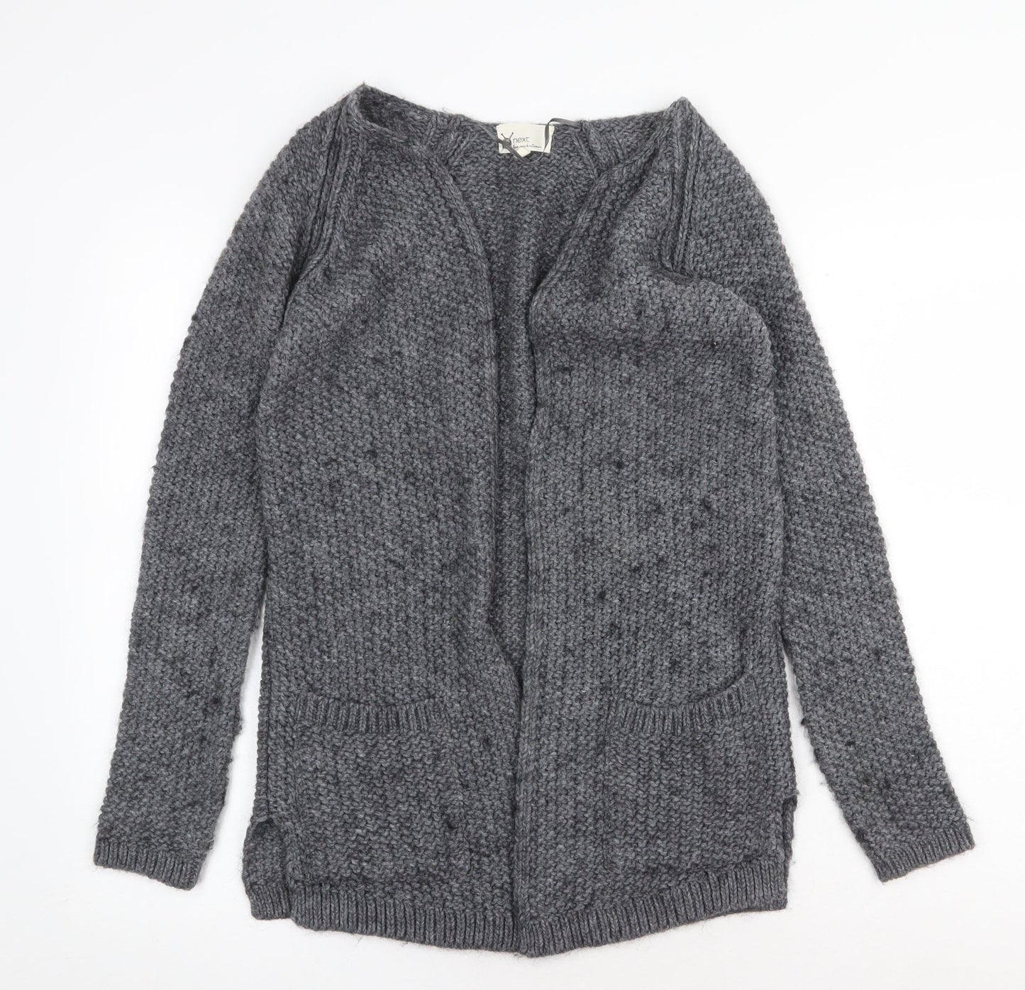 NEXT Womens Grey V-Neck Acrylic Cardigan Jumper Size XS