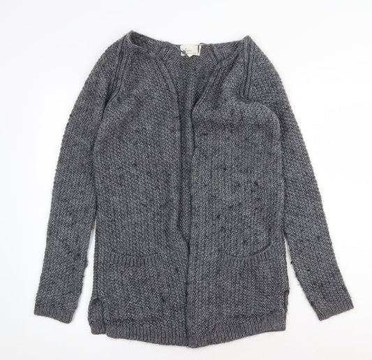NEXT Womens Grey V-Neck Acrylic Cardigan Jumper Size XS