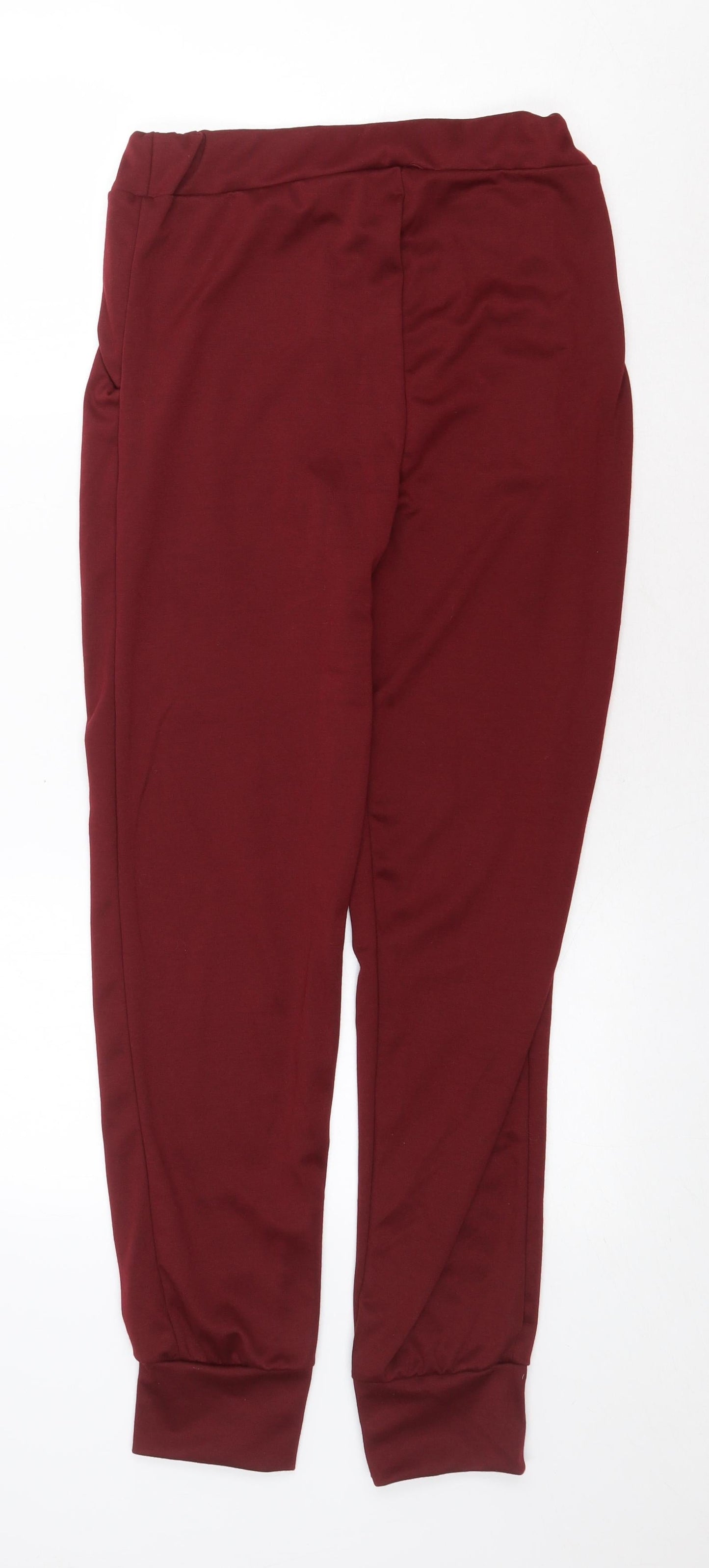 Preworn Womens Red Polyester Jogger Trousers Size S Regular Drawstring