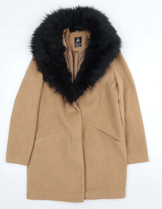 Atmosphere Womens Beige Overcoat Coat Size 8 Snap