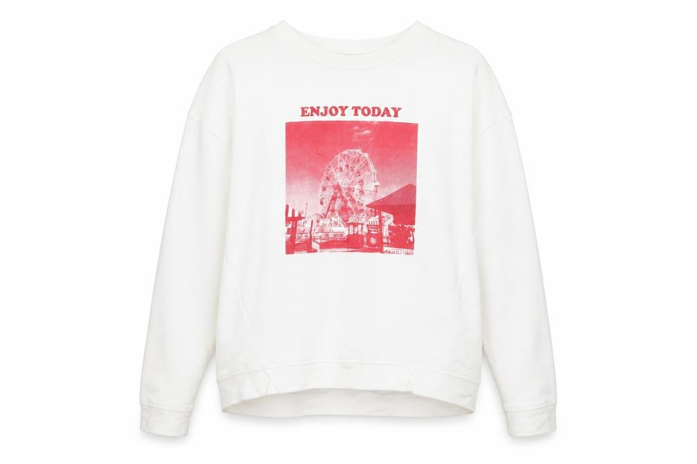 LFT Womens White Cotton Pullover Sweatshirt Size L Pullover - Enjoy Today