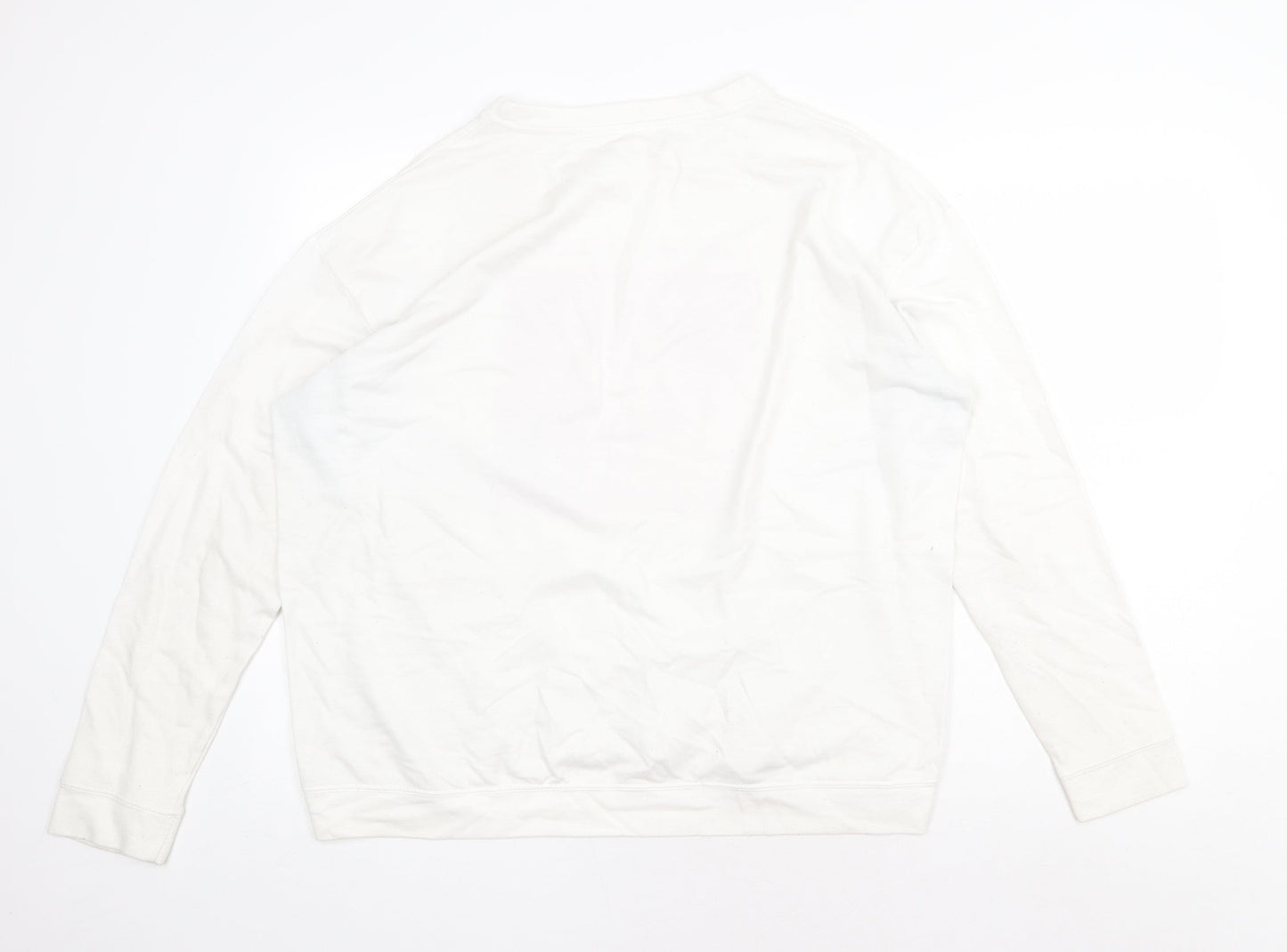 LFT Womens White Cotton Pullover Sweatshirt Size L Pullover - Enjoy Today