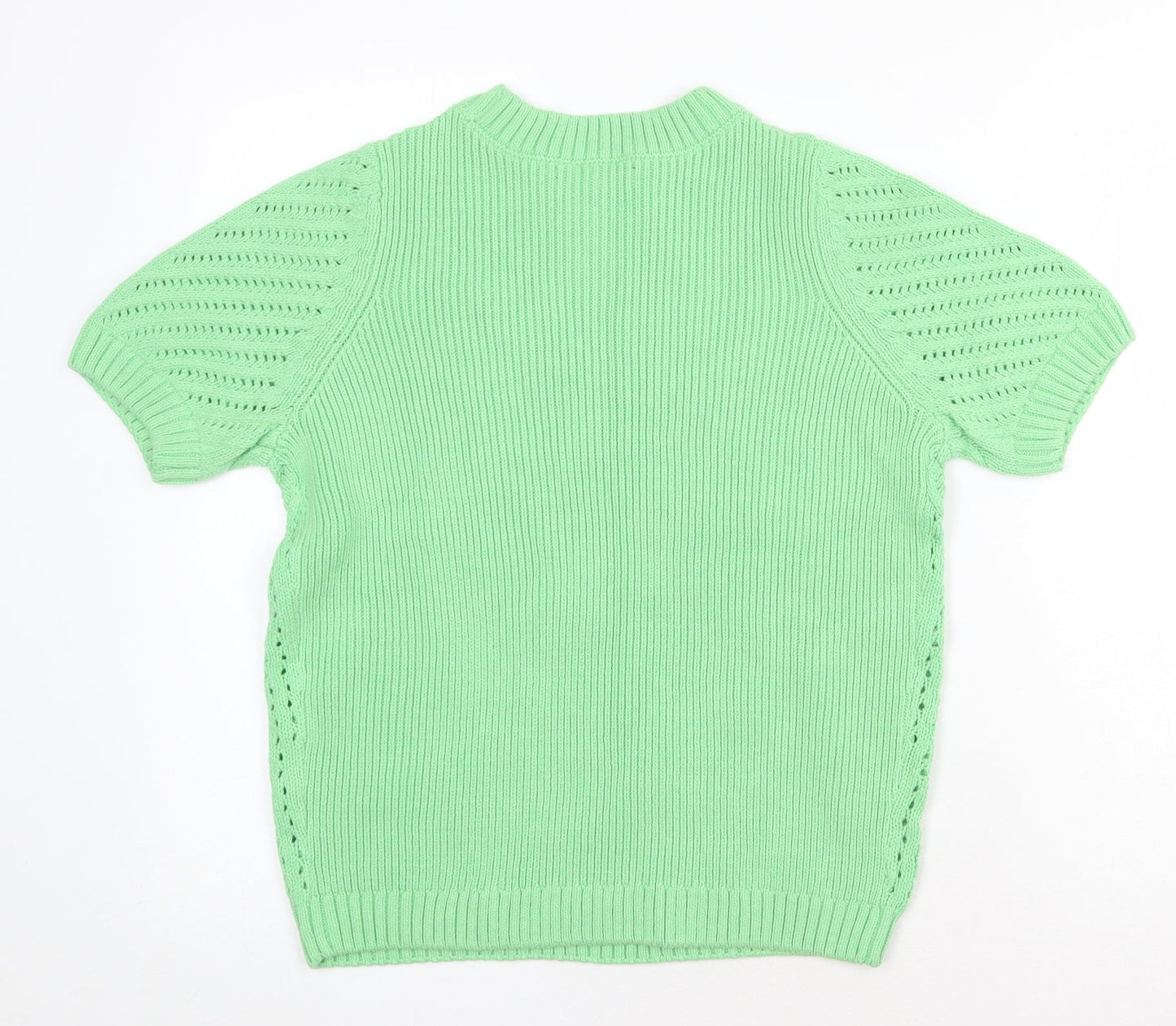 Marks and Spencer Womens Green Roll Neck Cotton Pullover Jumper Size M