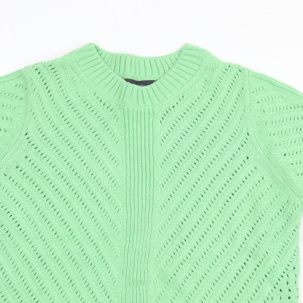 Marks and Spencer Womens Green Roll Neck Cotton Pullover Jumper Size M