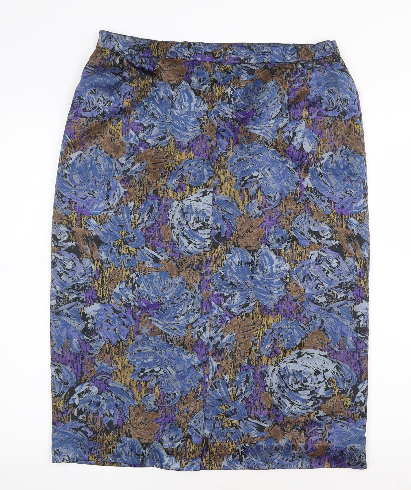 Preworn Womens Blue Geometric Polyester Straight & Pencil Skirt Size 34 in Zip
