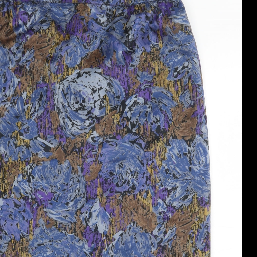 Preworn Womens Blue Geometric Polyester Straight & Pencil Skirt Size 34 in Zip