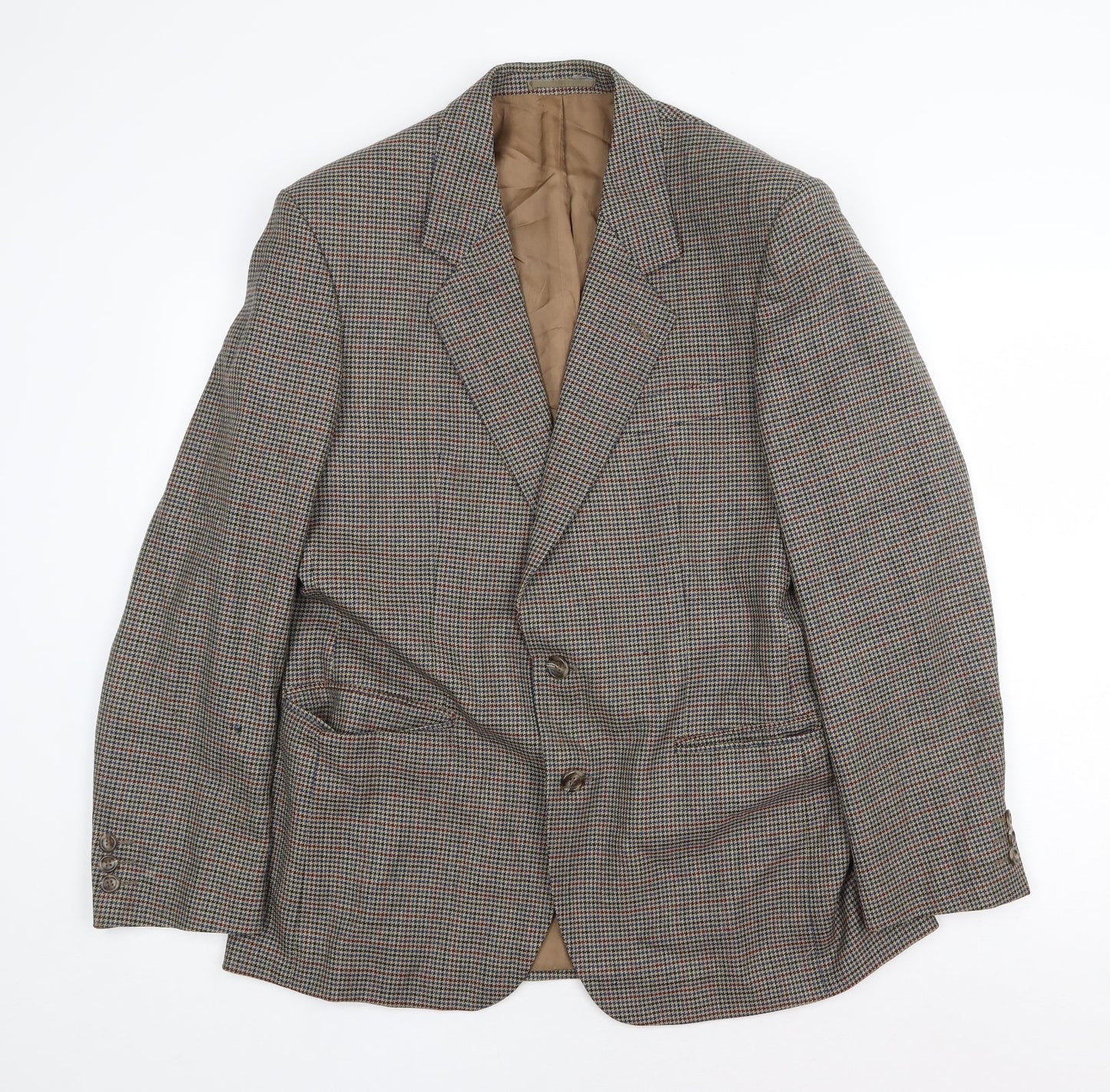Varteks International Mens Brown Geometric Polyester Jacket Suit Jacket Size 40 Regular