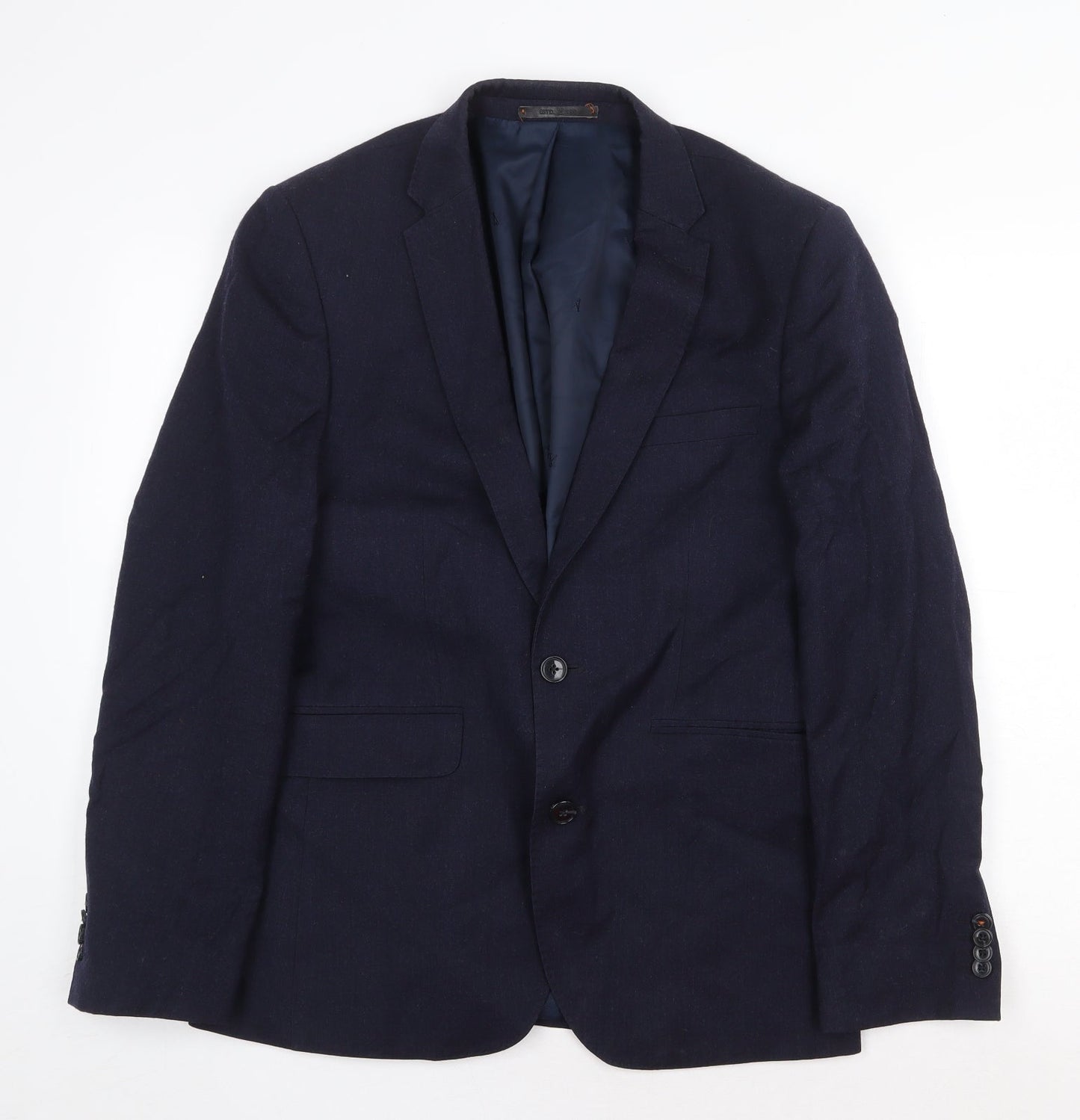 Burton Mens Blue Wool Jacket Suit Jacket Size 38 Regular