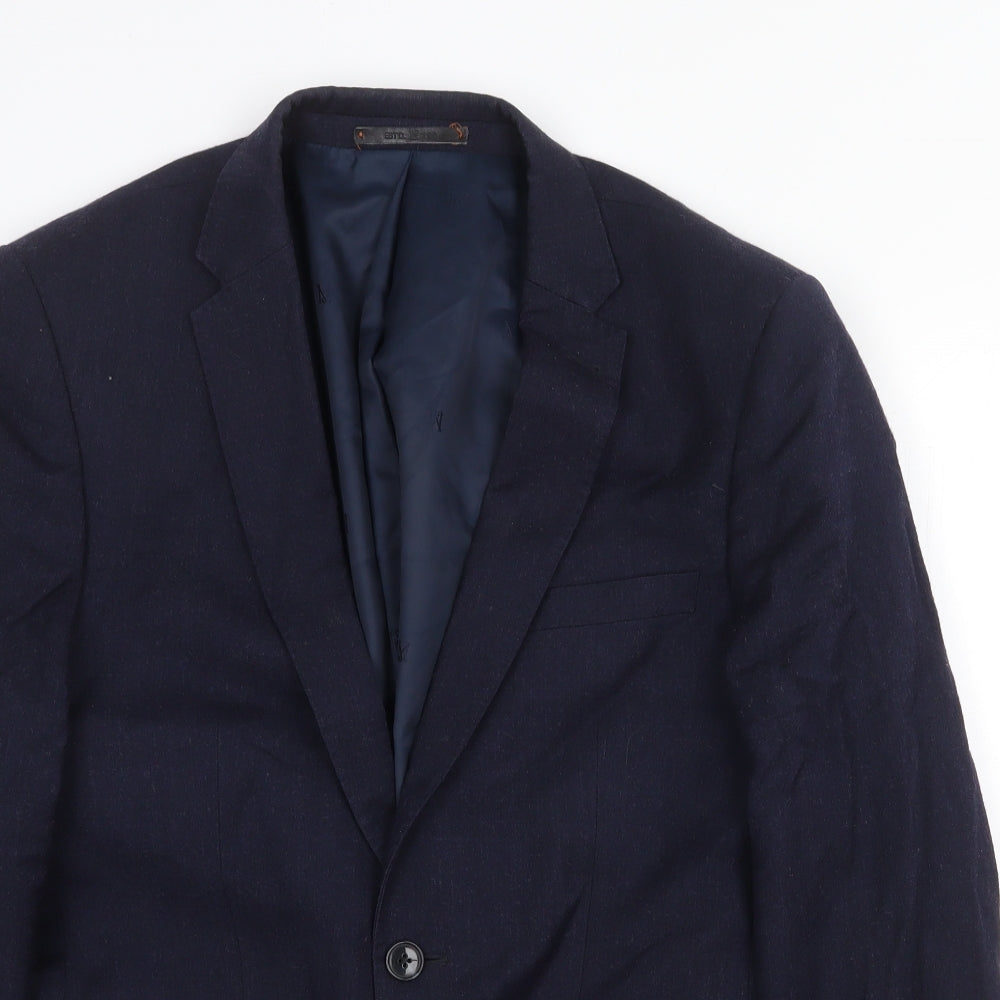 Burton Mens Blue Wool Jacket Suit Jacket Size 38 Regular