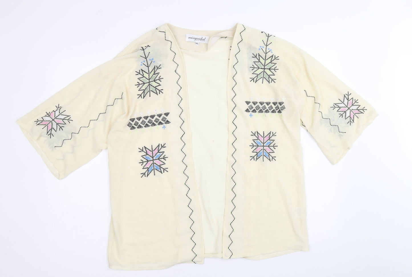 Missguided Womens Beige Polyester Kimono Blouse Size M V-Neck