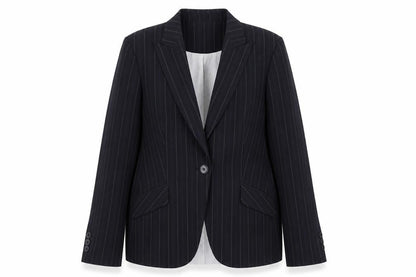 Next Womens Blue Striped Polyester Jacket Blazer Size 14
