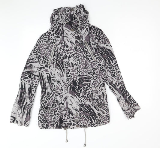 New Look Womens Grey Geometric Jacket Size 10 Zip