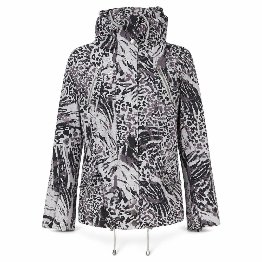 New Look Womens Grey Geometric Jacket Size 10 Zip