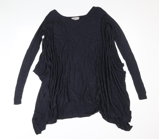 Label Lab Womens Blue V-Neck Viscose Cardigan Jumper Size S - Asymmetric