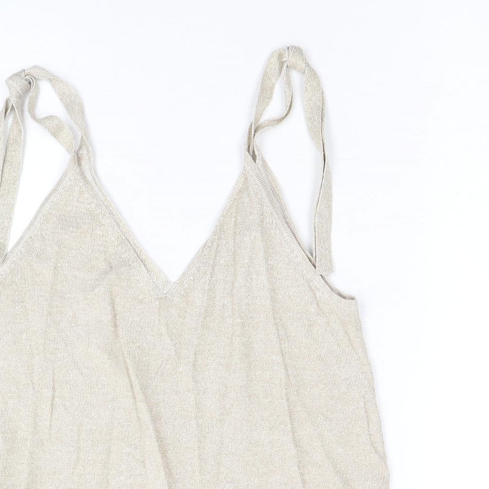 Monsoon Womens Gold Acrylic Basic Tank Size S V-Neck