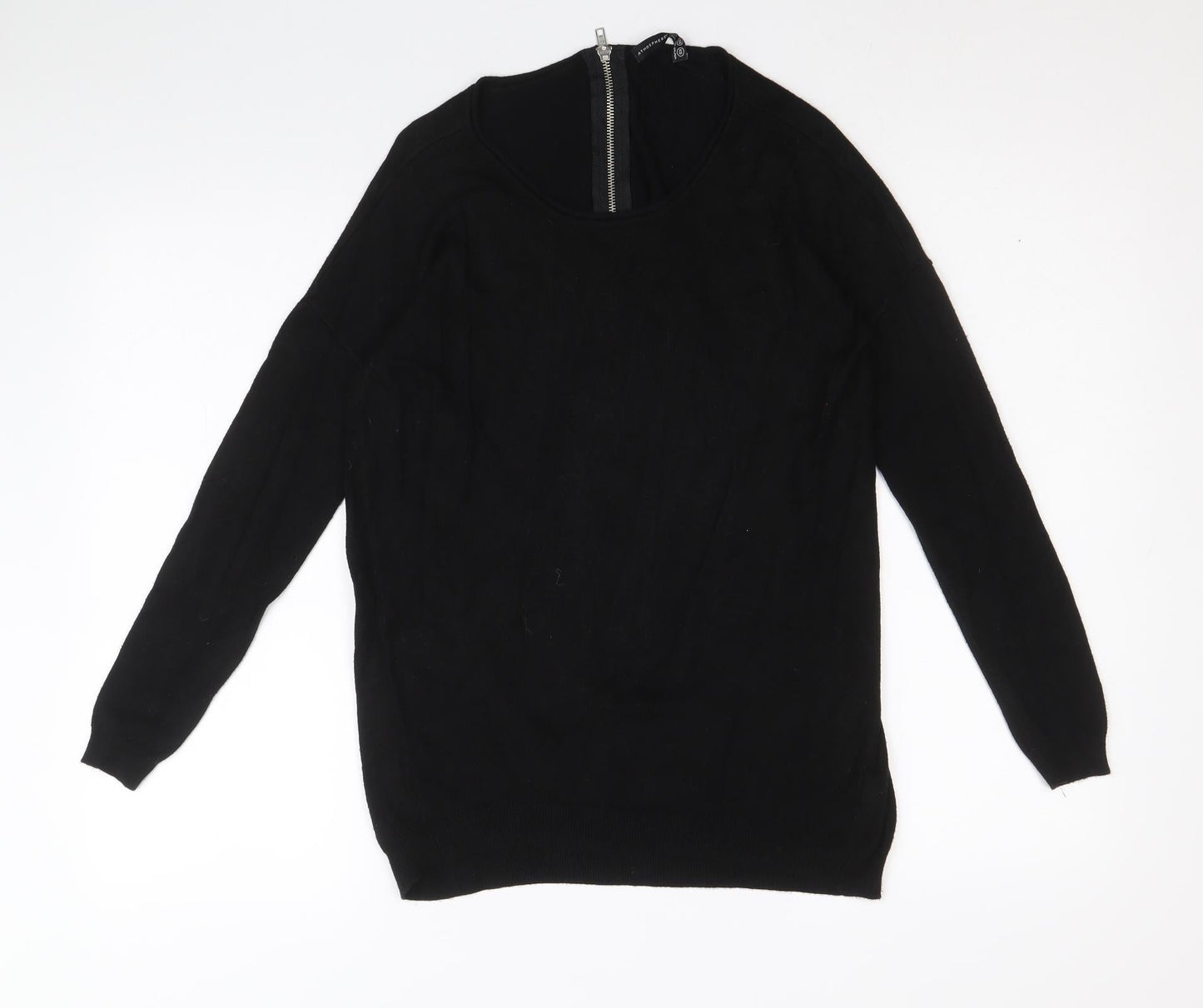 Atmosphere Womens Black Scoop Neck Nylon Pullover Jumper Size XS