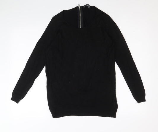 Atmosphere Womens Black Scoop Neck Nylon Pullover Jumper Size XS
