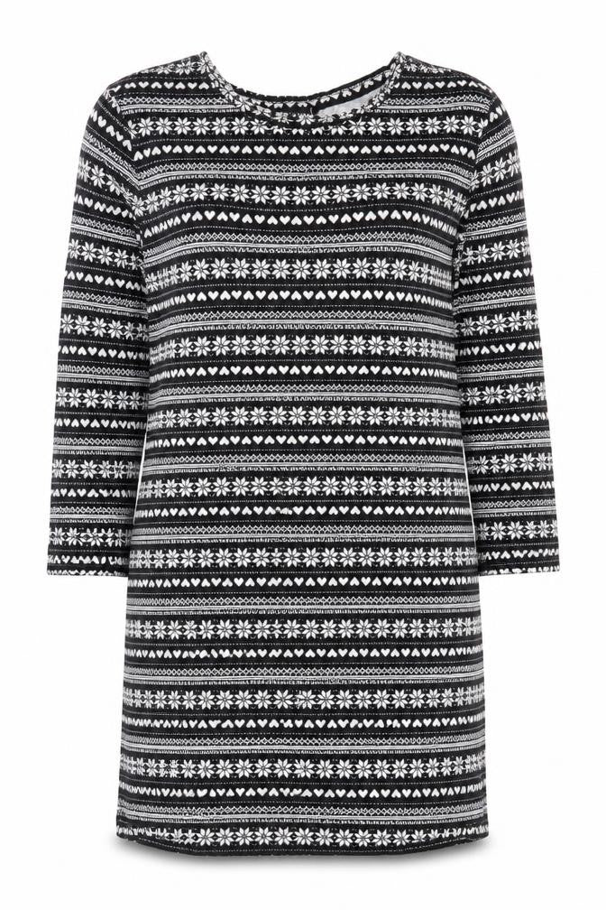 Peacocks Womens Black Fair Isle Viscose A-Line Size 12 Round Neck Pullover