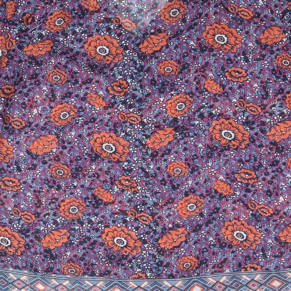 Cherokee Womens Multicoloured Floral Polyester Basic Blouse Size 8 V-Neck