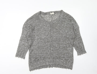 Next Womens Grey Scoop Neck Polyester Pullover Jumper Size 12
