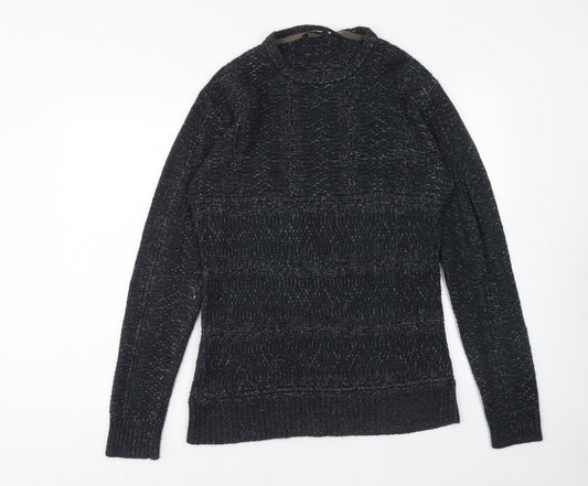 Cedar Wood State Mens Blue Round Neck Acrylic Pullover Jumper Size M Long Sleeve