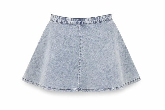 Topshop Womens Blue Cotton Skater Skirt Size 8 Zip