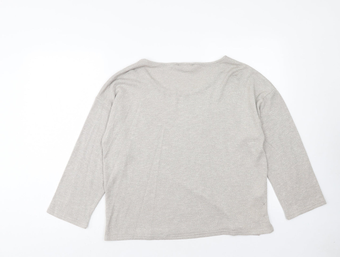 Mango Womens Gold Scoop Neck Viscose Pullover Jumper Size M