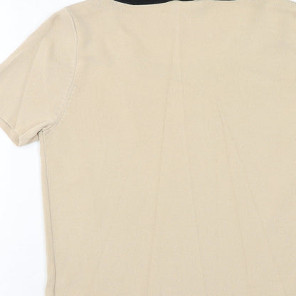 Casamia Womens Beige Viscose Basic T-Shirt Size S Round Neck