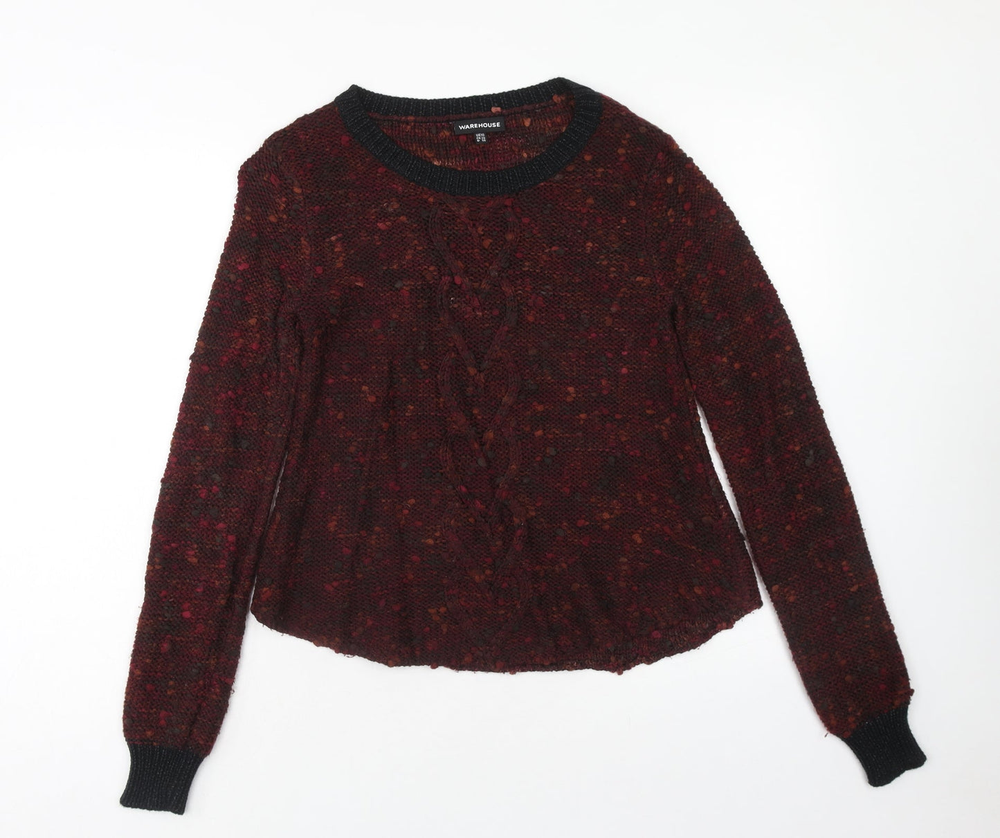 Warehouse Womens Red Scoop Neck Acrylic Pullover Jumper Size 10