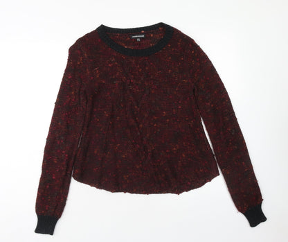 Warehouse Womens Red Scoop Neck Acrylic Pullover Jumper Size 10